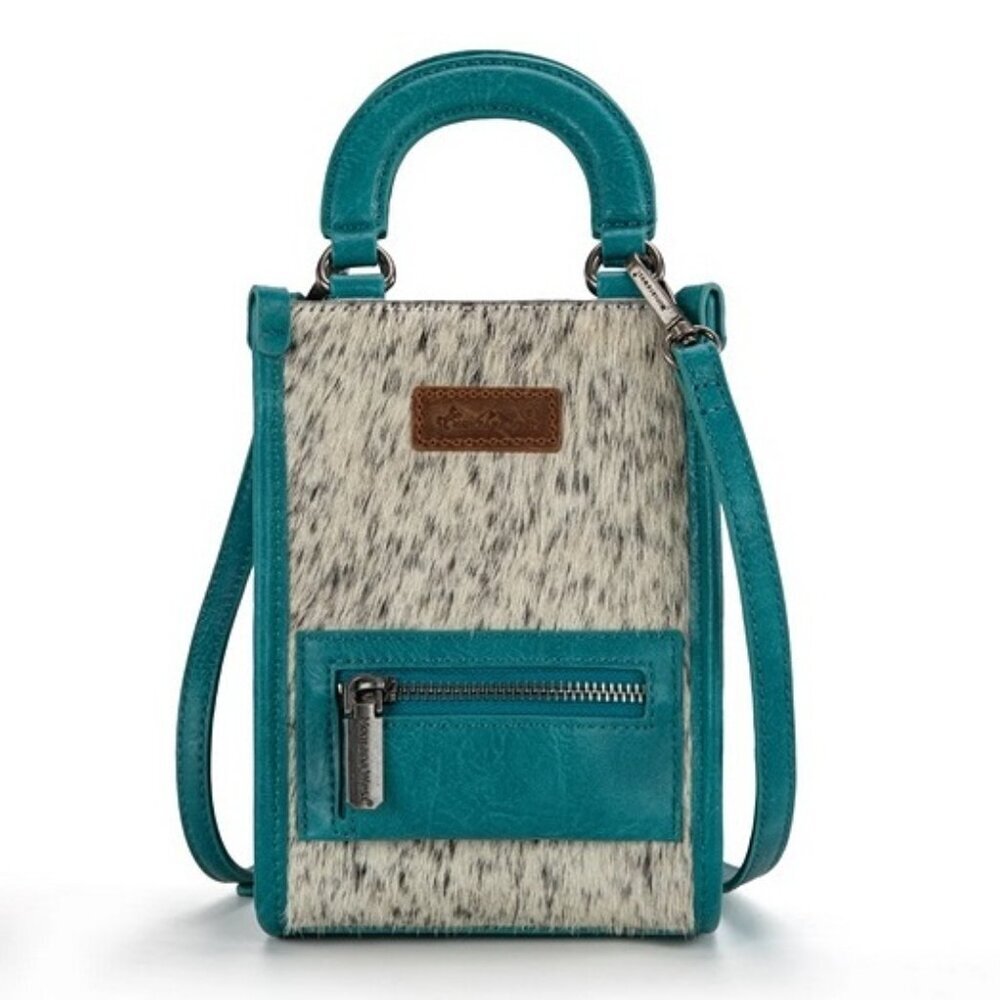 Montana West Cowhide Mini Crossbody Bag in Turquoise